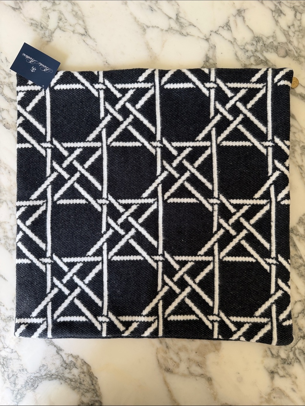 NWT Brooks Brothers Black and White Pattern Accent Pillow Cover